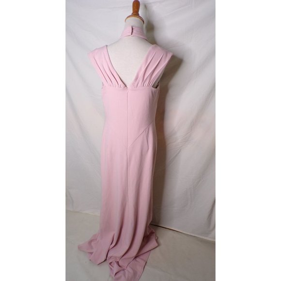 TADASHI SHOJI Cap Sleeve Cross Neck Trumpet Gown Dress Dusty Rose Large 10-12 - Picture 10 of 12